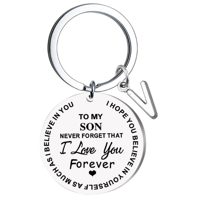 Llaveros para mujer, llavero de billetera, llavero de auto, llavero DIY para mi hijo, llavero de acero inoxidable con apellido de 26 letras, 2,5 cm, decoraciones de moda