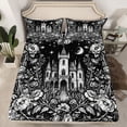 thumbnail image 2 of Homewish Boys Girls Gothic Castle Full Size Sheets 4-Piece,Chic Floral Flowers Breathable Bed Sheets,Starry Sky Lightweight Sheet Sets,Microfiber Bedroom Decor, 2 of 7