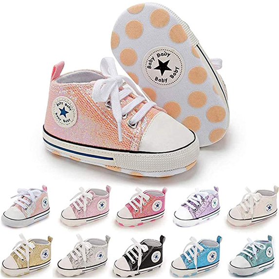 Baby Girls Boys Shoes Soft Anti-Slip Sole Newborn First Walkers Star High Top Canvas Denim Unisex Infant Sneaker
