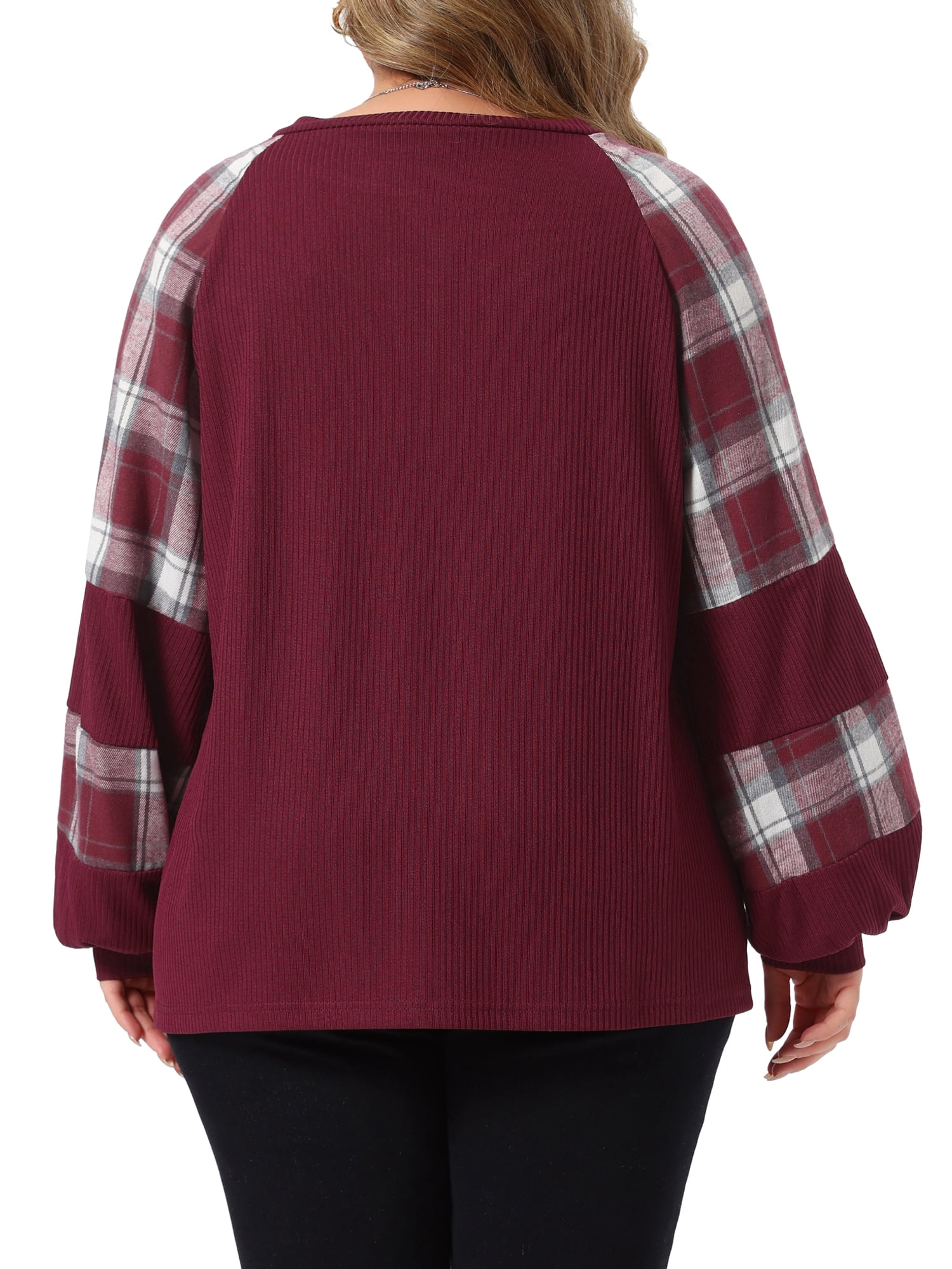 DARING DIVA Women's Plus Crewneck Cable Knit Long Sleeve Shirts 4X Burgundy