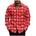 thumbnail image 2 of NTACZA Button Down Shirt for Men Red Graphic Valentines Day Shirts Heart Print Loose Fit Long Sleeve Mens T-Shirts L, 2 of 5