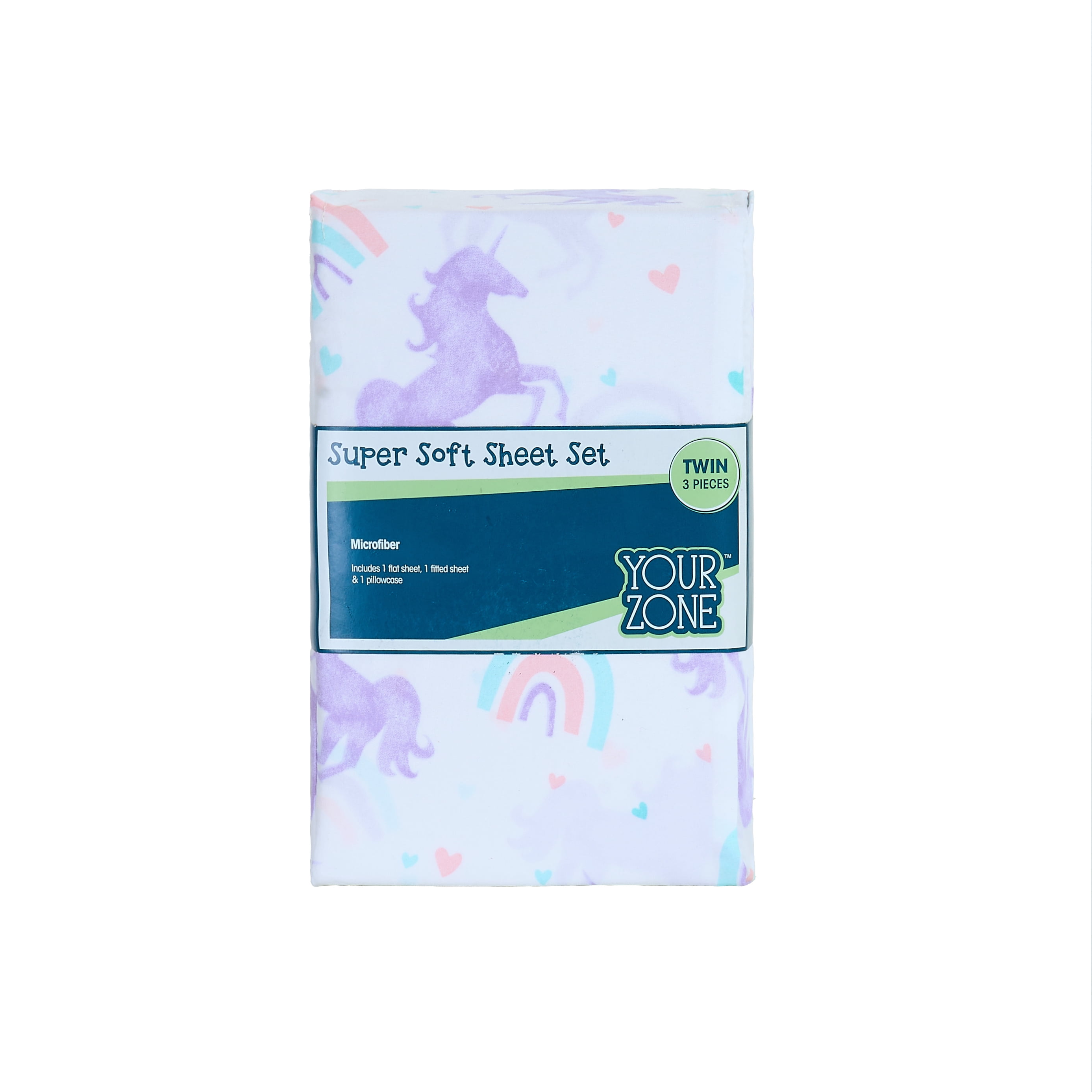 Your Zone 3-Piece Kids Soft Microfiber Sheet Set, Purple Unicorn, Twin