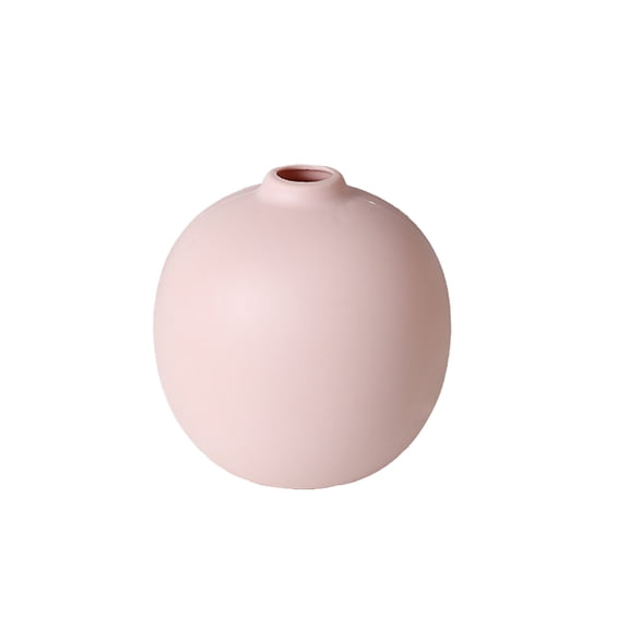 TACILIP Room Decor, 3.86x3.74x0.98in Round Faux Ceramic Vase Planter Modern Decor for Tabletop Shelf Plastic Centerpiece P-ink, Gifts for Mom