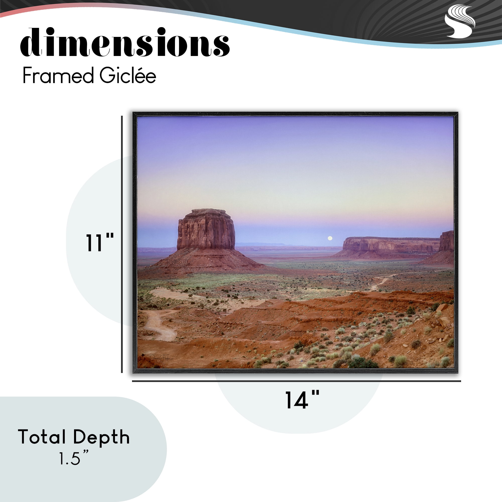 Stupell Industries Moonrise Over Monument Valley Black Framed Giclee Art, design by Dennis Frates