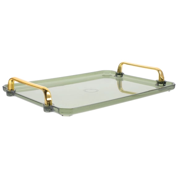 SOPOTUTU Green PP Rectangular Food Serving Tray with Handles for Snacks and Jewelry Storage