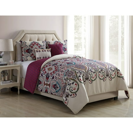 VCNY Home Amherst Boho Medallion 4/5 Piece Reversible Bedding Comforter Set with Decorative