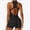Black, variant on Women's Backless One-Piece Activewear Romper with Open Back Design- Large, Brown