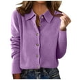 thumbnail image 5 of NTACZA Purple Womans Sweaters Button Down Business Elegant Sweater Blouse Solid Work Knit Tops Women's Jumpers L, 5 of 8