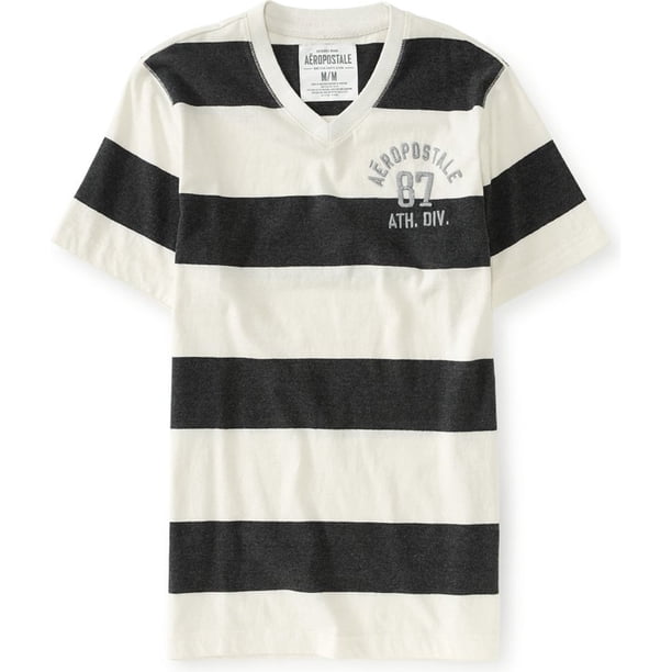 Camiseta gráfica con cuello en V Aeropostale para hombre color hueso pequeña