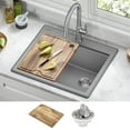 thumbnail image 2 of KRAUS Bellucci 25 Granite Composite WorkstationDrop-In Top MountSingle Bowl Kitchen Sink in Metallic Greywith Accessories, 2 of 17
