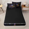 thumbnail image 4 of Manfei Gradient Witch Hat Zipper Twin Comforter Sets with Fitted Sheet and 2 Pillowcases, Halloween Cosmic Stars Print Zipper Bedding Set, Blue Gold Purple,Black Reversible,4 Pieces, 4 of 6