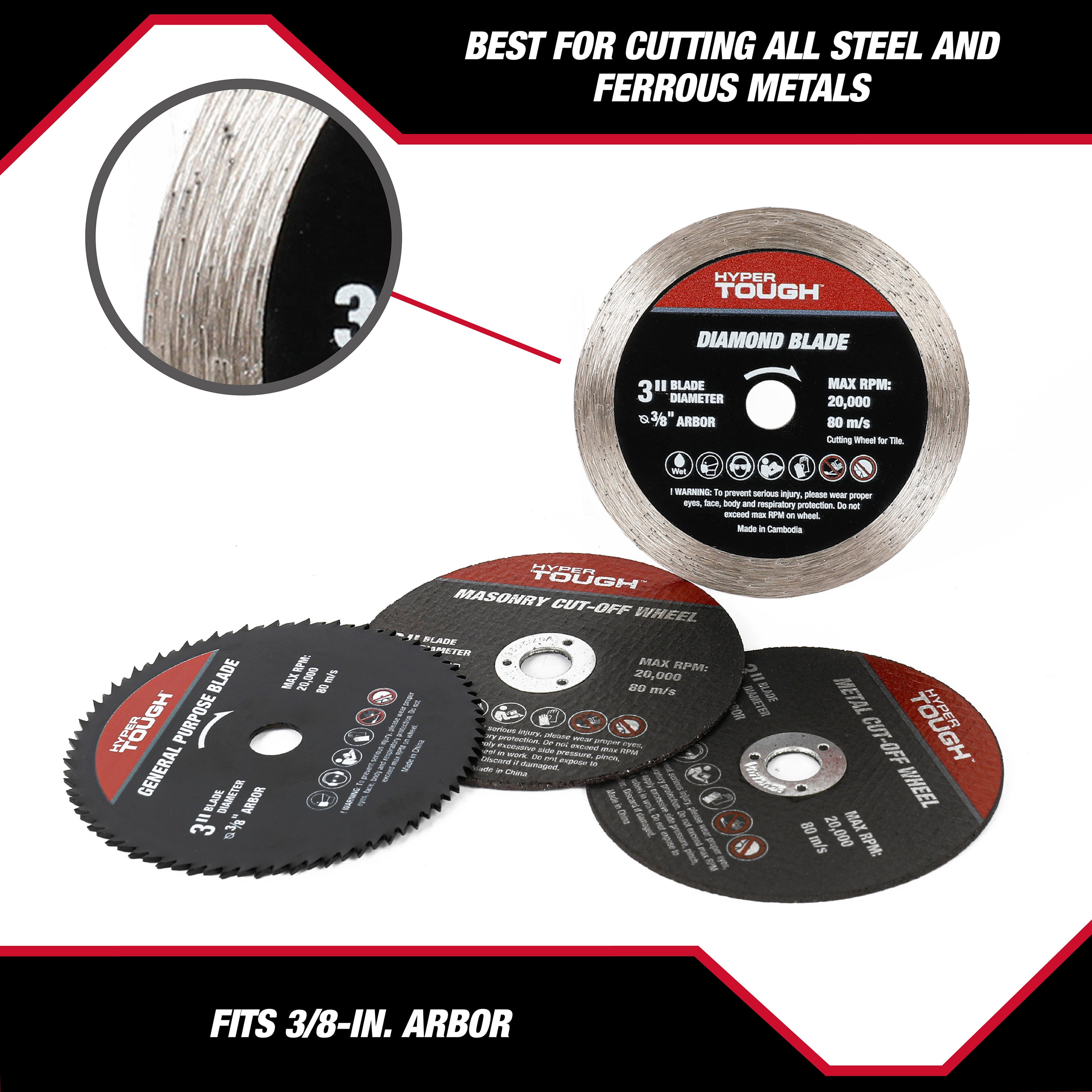Hyper Tough 4-Pack, 3-inch Aluminum Cut-off Discs, 43230