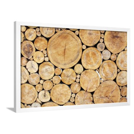 Stacked Logs Background Framed Print Wall Art By wasja