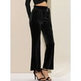thumbnail image 5 of INSPIRE CHIC Women's Christmas Velvet Pants Halloween Tie Waist Stretchy Wide Leg Pants with Pockets S Black, 5 of 6