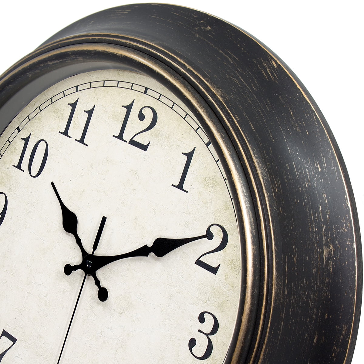14 inch Retro Wall Clock Silent,Accurate Time,Big Numbers,Quartz,Analog,Black Gold