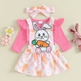 thumbnail image 2 of Bagilaanoe 2Pcs Newborn Easter Outfits Baby Girls Overalls Dress Set Long Sleeve Romper Tops + Cartoon Plaid Suspender Skirt 3M 6M 9M 12M 18M Infant Casual Clothes, 2 of 8