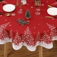 thumbnail image 5 of ROYGROW 60 Inch Round Christmas Snowflake Tablecloth with Tree Decorations Washable Table Cover for Festive Party Picnic Dinner Decor, 5 of 5