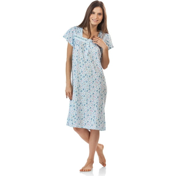 Casual Nights Women's Botanic Lace Short Sleeve Nightgown