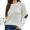 White, variant on Virmaxy Sweater For Women Letter A Printed Crew Neck Knitted Sweater Slouchy Style Pullover Solid Color Long Sleeve Relaxed Jumper White XS