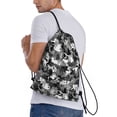 thumbnail image 3 of Drawstring Backpack - Grey Cat Camouflage Splash Proof Small Drawstring Gym Bag for Women Men, Cinch Sports String Bag Backpack for Travel Swimming Beach, 3 of 8