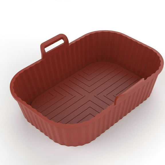 Air Fryer Accessories Reusable Rectangular Nonstick Silicone Air Fryer Basket , Brown
