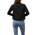 thumbnail image 3 of Women's Denim Jackets Fashion Casual Long Sleeve Solid Color Coat Button Down with Pocket Slim Fit Jean Cardigan Autumn Winter, 3 of 9