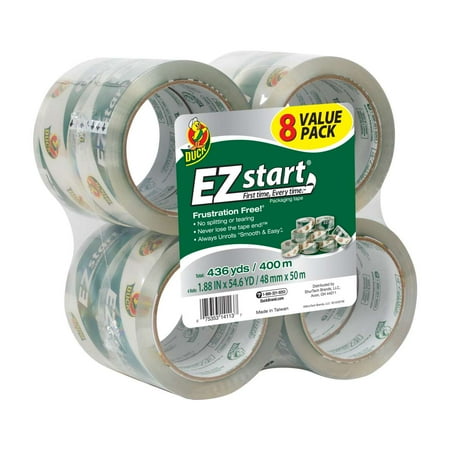 Duck Brand EZ Start Packaging Box Tape, 8pk