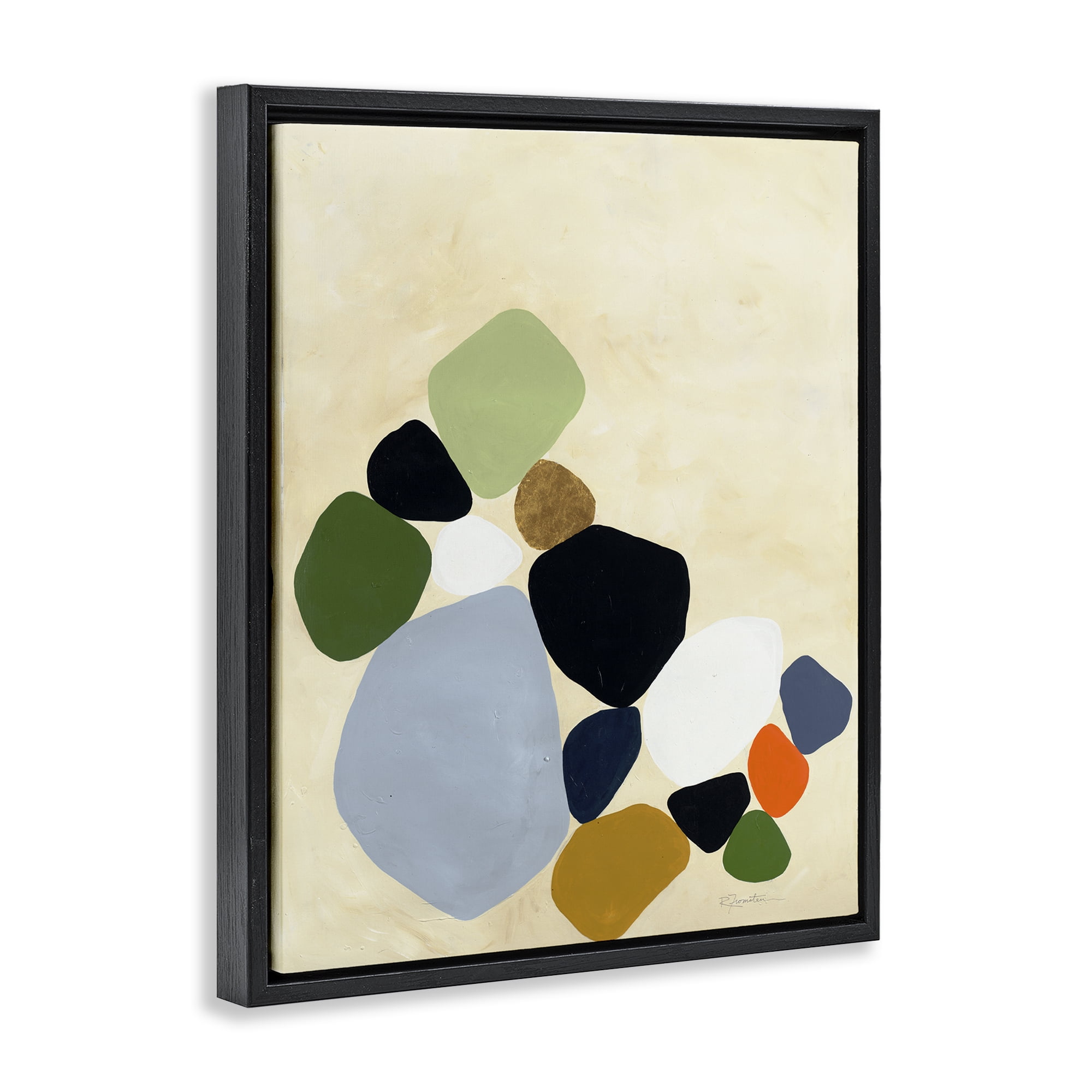 Stupell Industries Balanced Shapes Cluster Black Framed Floater Canvas Wall Art, design by Ruth Fromstein