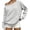 Gray, variant on Women's Casual Off Shoulder Sweatshirt Long Sleeve Waffle Knit Loose Pullover Top with Pockets Solid Color Fashion Hoodie Cozy Oversized Sweater