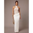 thumbnail image 3 of White Sleeveless High-Neck Lace Sheer Asymmetrical Maxi Dress For Women Elegant Evening Party Dress, 3 of 7