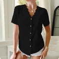 thumbnail image 2 of Wycnly Cute Tops for Women Solid V-Neck Short Sleeve T shirts Summer Casual Button Down Lightweight Chiffon Cardigan Blouses Black L Clothes, 2 of 6