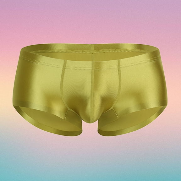 Men's Sheer Shiny Low Rise Briefs Breathable Soft Comfortable Underwear for Daily Wear Army Green L