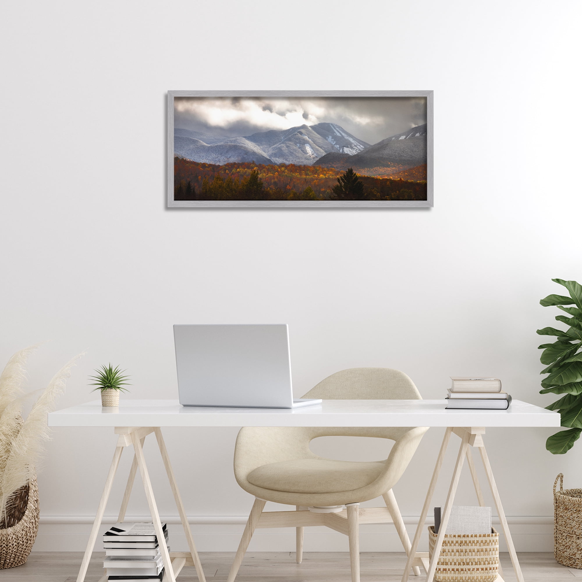 Stupell Industries Colliding Seasons Mountainscape Gray Framed Giclee Art, design by Jonathan Zaharek