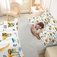 thumbnail image 4 of Castle Fairy Adorable Construction Vehicle Twin Bedding Sets 7-Piece for Children, Cheerful Excavator Motif Bedding Comforter Set for Dorm, White Yellow Blue,Grey Reversible, 4 of 7