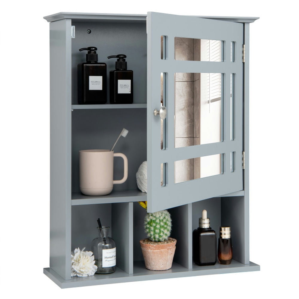 Finihen Bathroom Wall Cabinet, Wall Mounted Bathroom Mirror Cabinet, Wall Mounted and Mirrored Bathroom Cabinet, for Bathroom, Gray Finihen Bathroom Wall Cabinet, Wall Mounted Bathroom Mirror Cabinet, Wall Mounted and Mirrored Bathroom Cabinet, for Bathroom, Gray