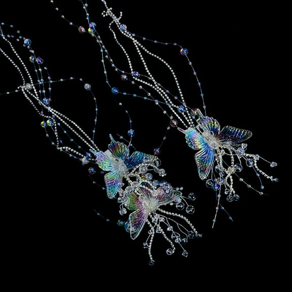 Butterfly Hair Clip with Tassel Princess at Hair Duckbill Clips Non-Slip Tassels Barrettes Hairpin for Girls Women Wedding Party Fairy Hair Band,style:style1;