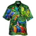 thumbnail image 3 of Camisetas hawaianas con estampado de loros en la playa para hombre, ropa de moda, camisetas de vacaciones de manga corta con estampado 3D de animales de cocoteros hawaianos, 3 of 4