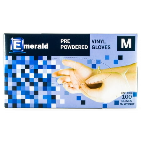 Emerald Shannon Powdered Vinyl Gloves – 4 Mil - Box of 100 (Medium)