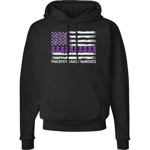 Inktastic Pancreatic Cancer Awareness Purple Ribbons and Flag Adult Hoodie Sweatshirt
