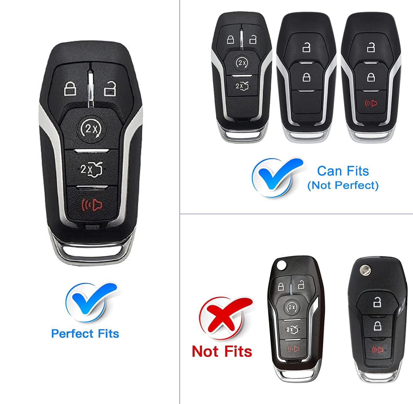 for Ford Key Fob Cover, Premium Soft TPU Full Protection Key Fob Case for Ford Fusion Mustang F150 Edge Explorer Lincoln MKZ MKC MKX Smart Remote Key Protector