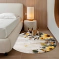 thumbnail image 2 of Round Area Rug 5ft, Yellow Floral Spring Non-slip Area Rugs for Living Room/Bedroom/Bathroom/Kitchen, Vintage Summer Botanical Washable Throw Floor Mat Indoor Outdoor Entrance Doormat, 2 of 9
