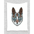 thumbnail image 1 of German Tapestry, Colorful German Shepherd Dog Portrait with Ethnic Motifs with Zentangle Arrangement, Wall Hanging for Bedroom Living Room Dorm Decor, 40W X 60L Inches, Multicolor, by Ambesonne, 1 of 2