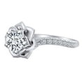 thumbnail image 2 of AFFY 0.51 Carat Round Shape Natural Diamond Rose Flower Engagement Ring 14K Solid White Gold Ring Size-5.5, 2 of 2
