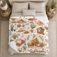 thumbnail image 5 of Autumn Camping Bell Tent Picnic, Rustic Camping Scene, Warm Flannel Blanket for Cabin with Detailed Artwork, Outdoor Lovers Thanksgiving Gift, Rustic Home Decor, 5 of 9