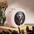 thumbnail image 6 of Fuzoiu Oil Painting Tribal Wolf Print Portable Jewelry Box,Round Mini Leather Travel Jewelry Case,Small Travel Jewelry Organizer,Jewelry Holder for Ring Necklace Earring for Women Girls-Pink, 6 of 7