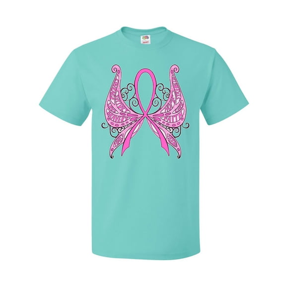 Inktastic Breast Cancer Awareness with Butterfly Ribbon Words T-Shirt