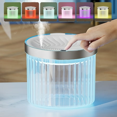 

dvypyn USB Humidifier With Colored Light 1500ML Quiet Cool Mist Humidifier For Bedroom And Office Plants Easy To Clean Clear