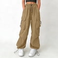 thumbnail image 2 of HVOBTTY Toddler Summer Casual Elastic Waist Cargo Pants Solid Color Side Pockets Lightweight Casual Long Pants Khaki, 8-9 Years, 2 of 5