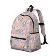 thumbnail image 2 of Unicorn and Star Pink Pattern Cute School Backpack with Padded Back and Adjustable Shoulder Straps 13.4"x11"x4.7", 2 of 5
