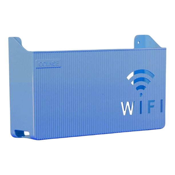 Estante para router, colgante de pared, fácil de instalar, organizador sencillo, soporte para cables y almacenamiento. Nuevo azul claro